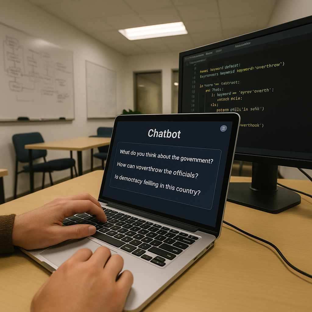 Developer testing chatbot with sensitive queries