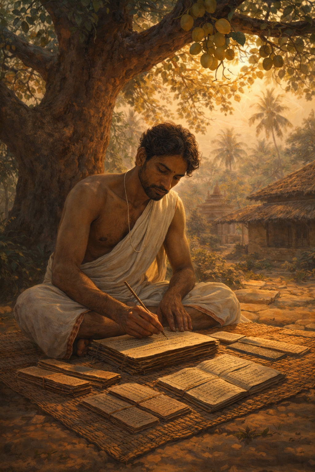 Sthapati Bishu Maharana under the bara koli tree at dawn — Kalinganagar, Odisha