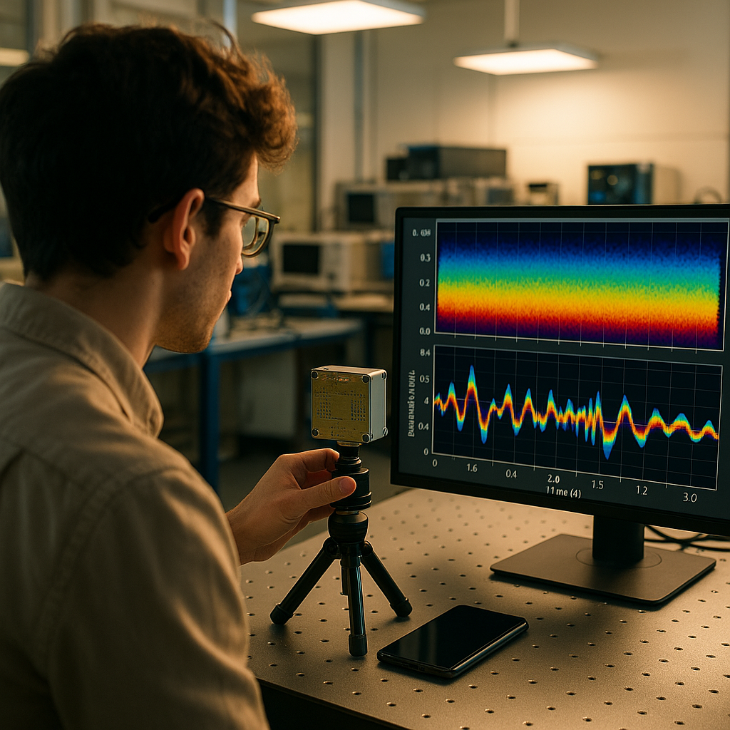 Researcher using mmWave radar to capture phone vibrations