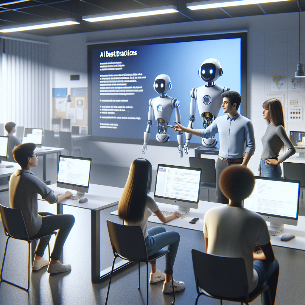 Teacher guiding students on safe AI use